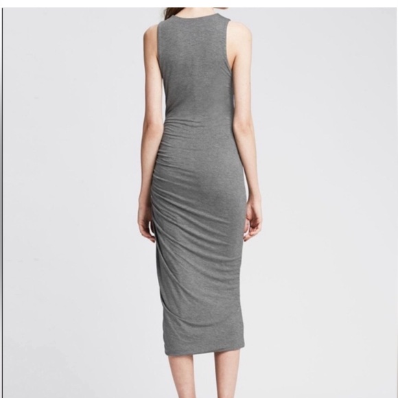 Banana Republic Forrest Green Ruched, Crewneck, Sleeveless Bodycon Dress. - Picture 9 of 12